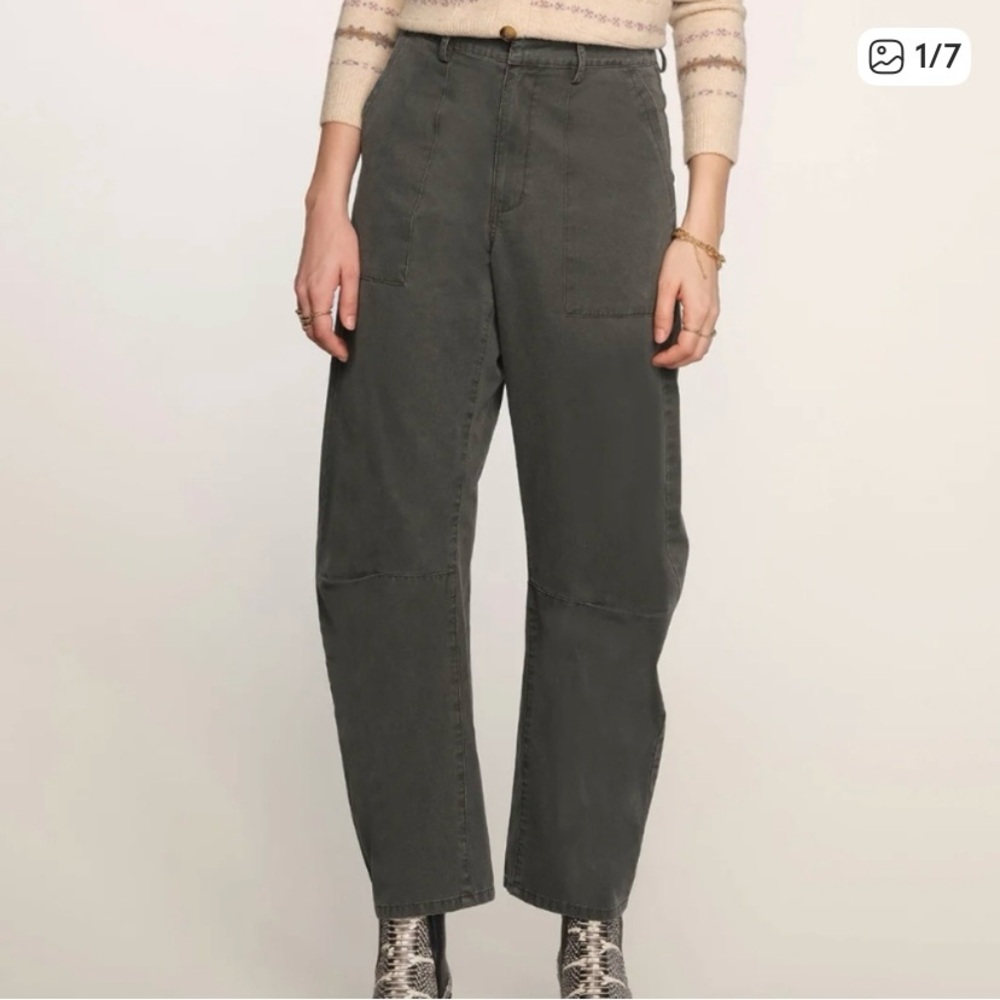 Anthropologie Heartloom Barrel Cotton Grey Pants Size XS